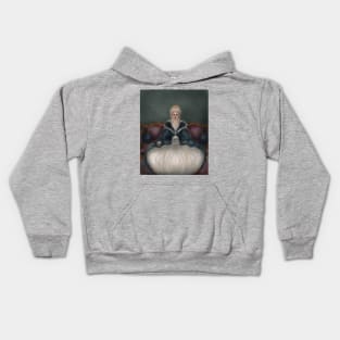 Marie Antoinette Portrait Historical Romantic Dress Holding a Skull and A Crystal Ball Kids Hoodie